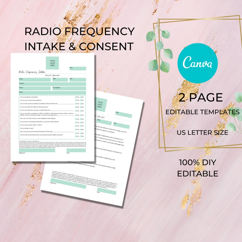 Radiofrequency Intake Consent Form I DIY Editable Printable 2 - Etsy