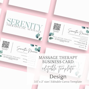 Bearbeitbares Visitenkarten-Design, DIY bearbeitbare Vorlage, QR-Code-Karte, ästhetische Visitenkarte, Visitenkarte Masseur