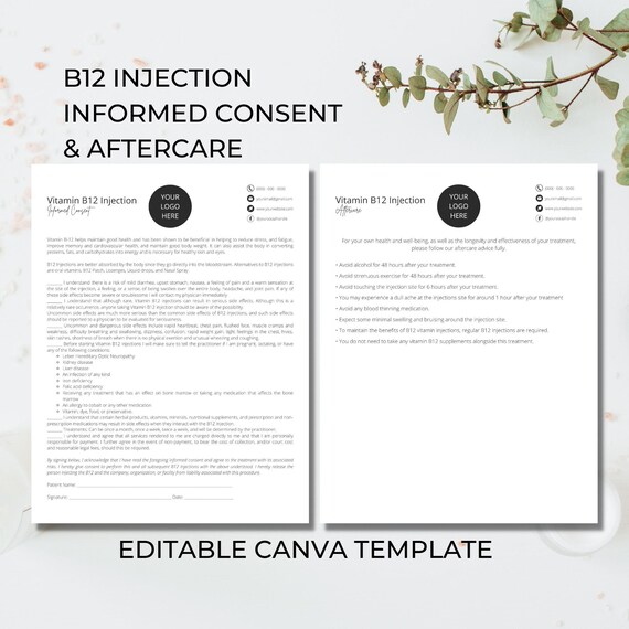 Vitamin B12 Injection Informed Consent B12 Injection Etsy Australia