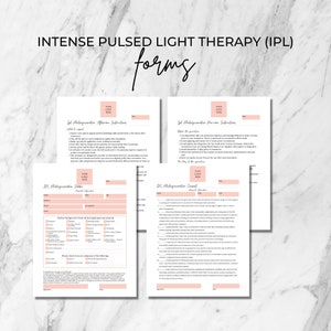 Intense Pulse Light IPL Photorejuvenation Intake Consent Pre-care/Aftercare Forms I Photo Facial I DIY Editable Printable Canva Template