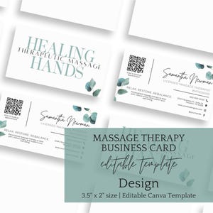 Bearbeitbarer Visitenkarten-Designer für Massage-Therapeuten, bearbeitbare Vorlage, QR-Code-Karte, GesundheitsVisitenkarte, Visitenkarte für Massagetherapie