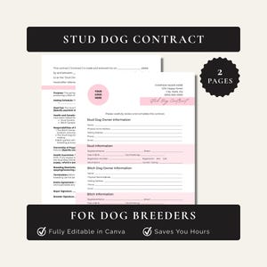Stud Dog Breeding Contract Agreement (Editable Canva Template)