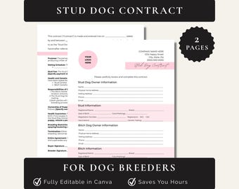 Stud Dog Breeding Contract Agreement (Editable Canva Template)