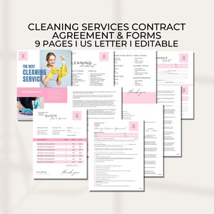 EDITABLE Cleaning Service Contract Bundle, Maid Forms CANVA Template, Janitor Printable, Custodian, Cleaners, Editable Housekeeper Agreement