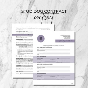 Stud Dog Contract Template | Editable Canine Breeding Agreement (Canva)