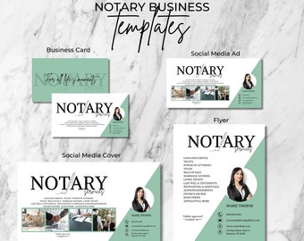 Notary Business Templates, Business Card Design, Social Media Ad, Social Media Cover Photo, Public Service Flyer, Mobile Notary Service, DIY