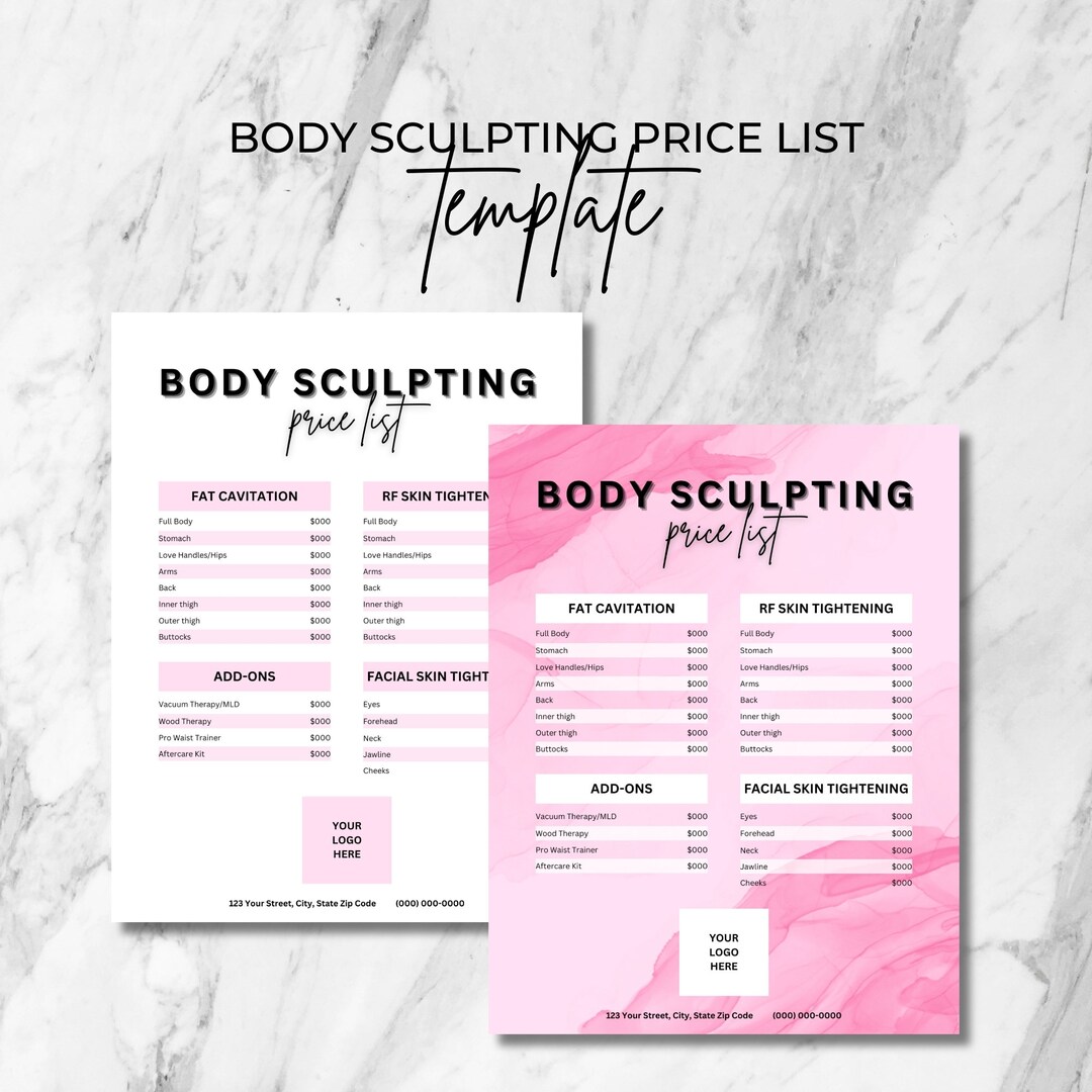 Body Sculpting Price List, Ultrasound Cavitation, Wood Therapy, Vacuum