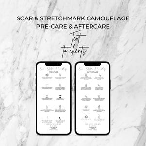 Scar Stretch Mark Camouflage Tattoo Precare Aftercare, Editable Canva Template, Digital Download, Client Texting, PMU Client Care