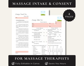 Massagetherapie Aufnahme und Einverständniserklärung bearbeitbare Canva-Vorlage
