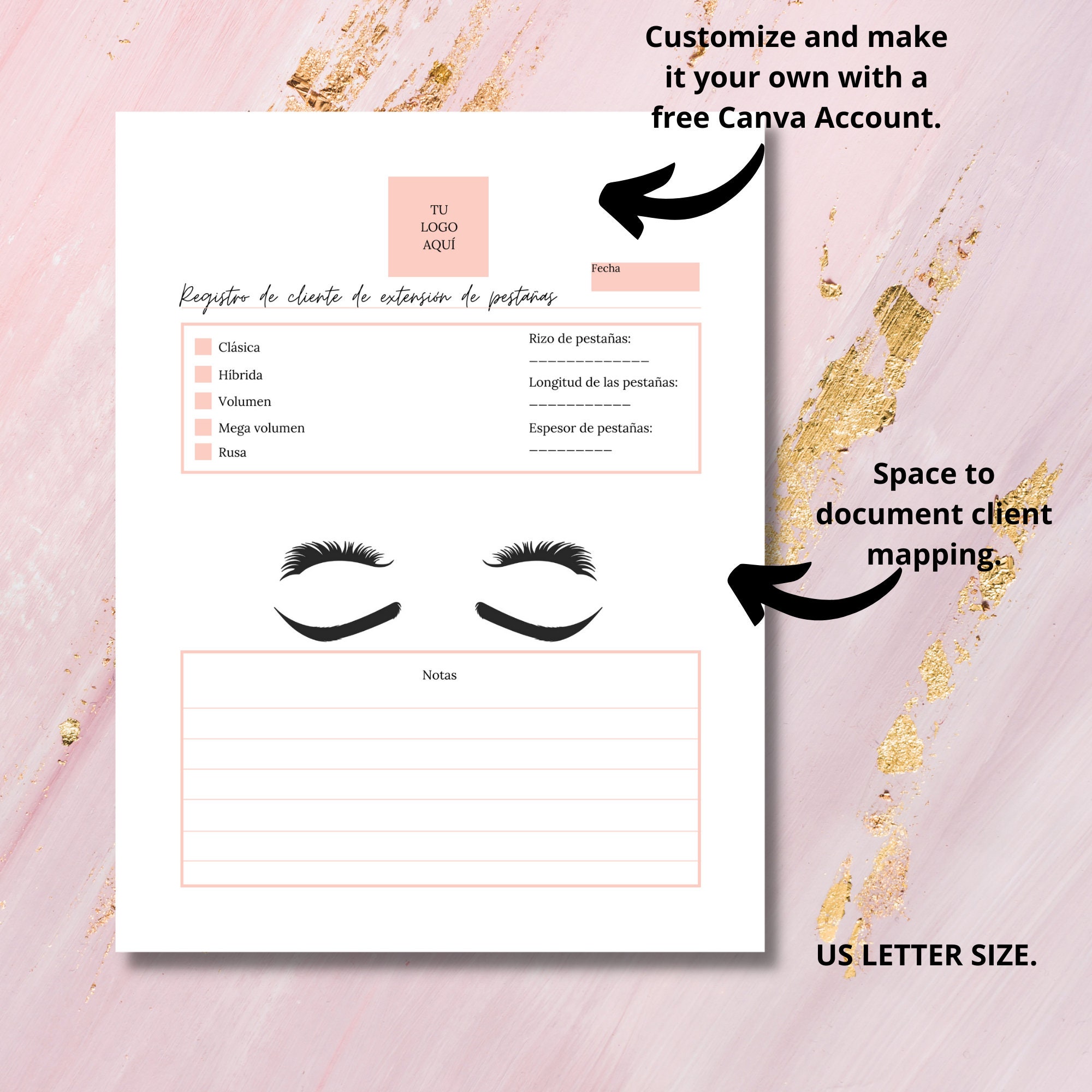 Spanish Editable Eyelash Extension Forms I Lash Intake Form I Etsy