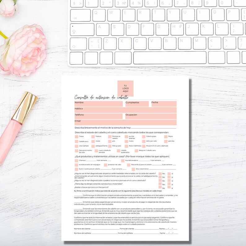 Spanish Hair Extension Consultation Form I DIY Editable Etsy