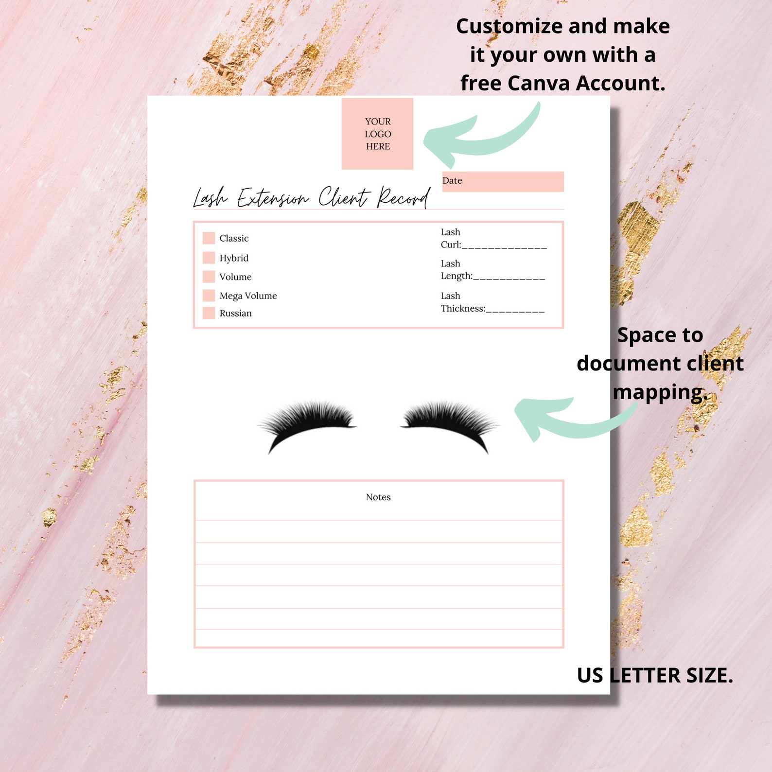 Eyelash Extension Intake Consent Client Mapping Record Forms | Etsy