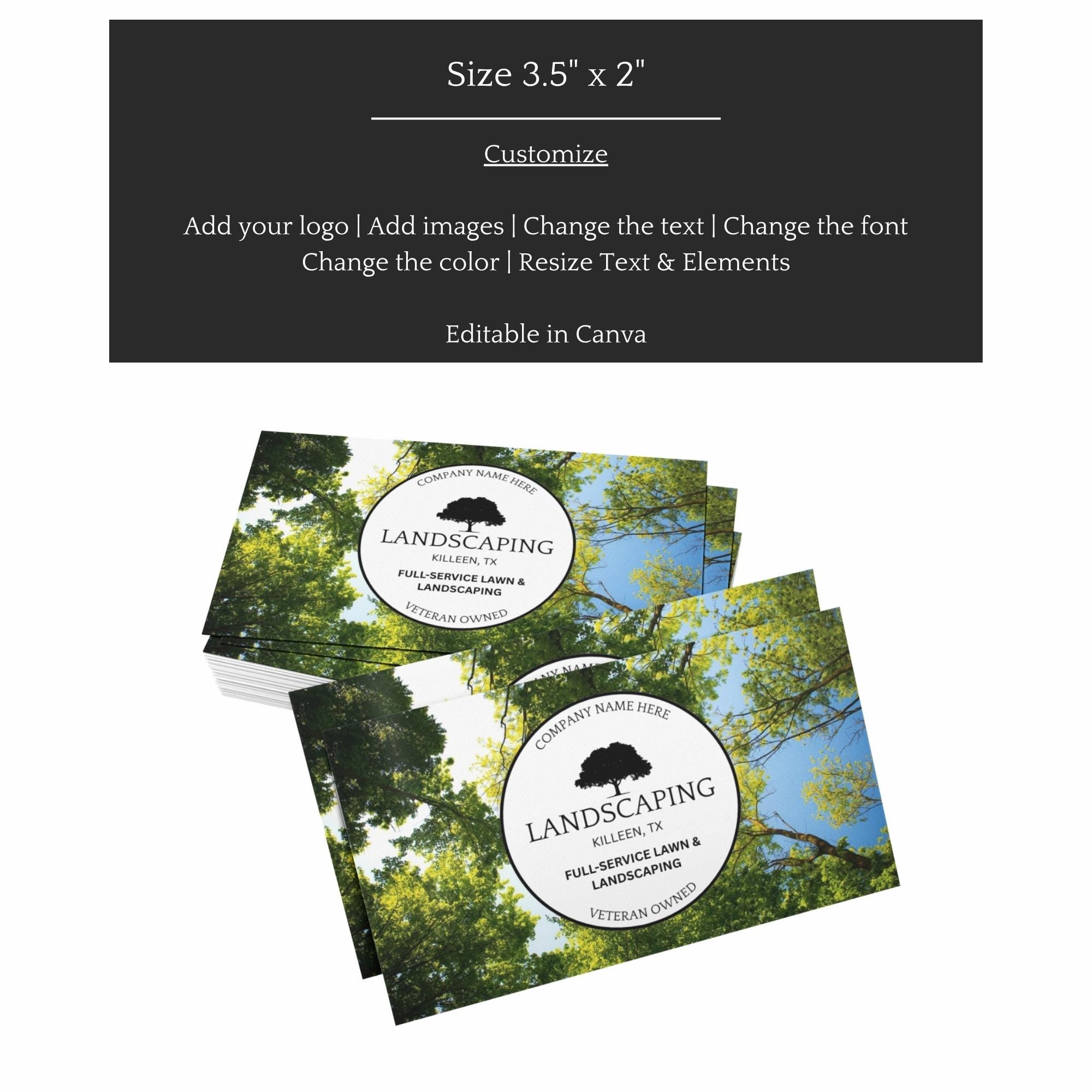 Editable Landscaping Business Card Template, Lawn Care Design (canva