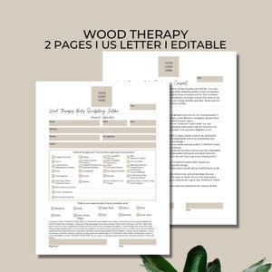 Holztherapie Eingangs- und Einverständniserklärung, DIY bearbeitbare druckbare Canva-Vorlage, Körperformungskonturierung, Maderoterapia, Beige Weiß, WT006T
