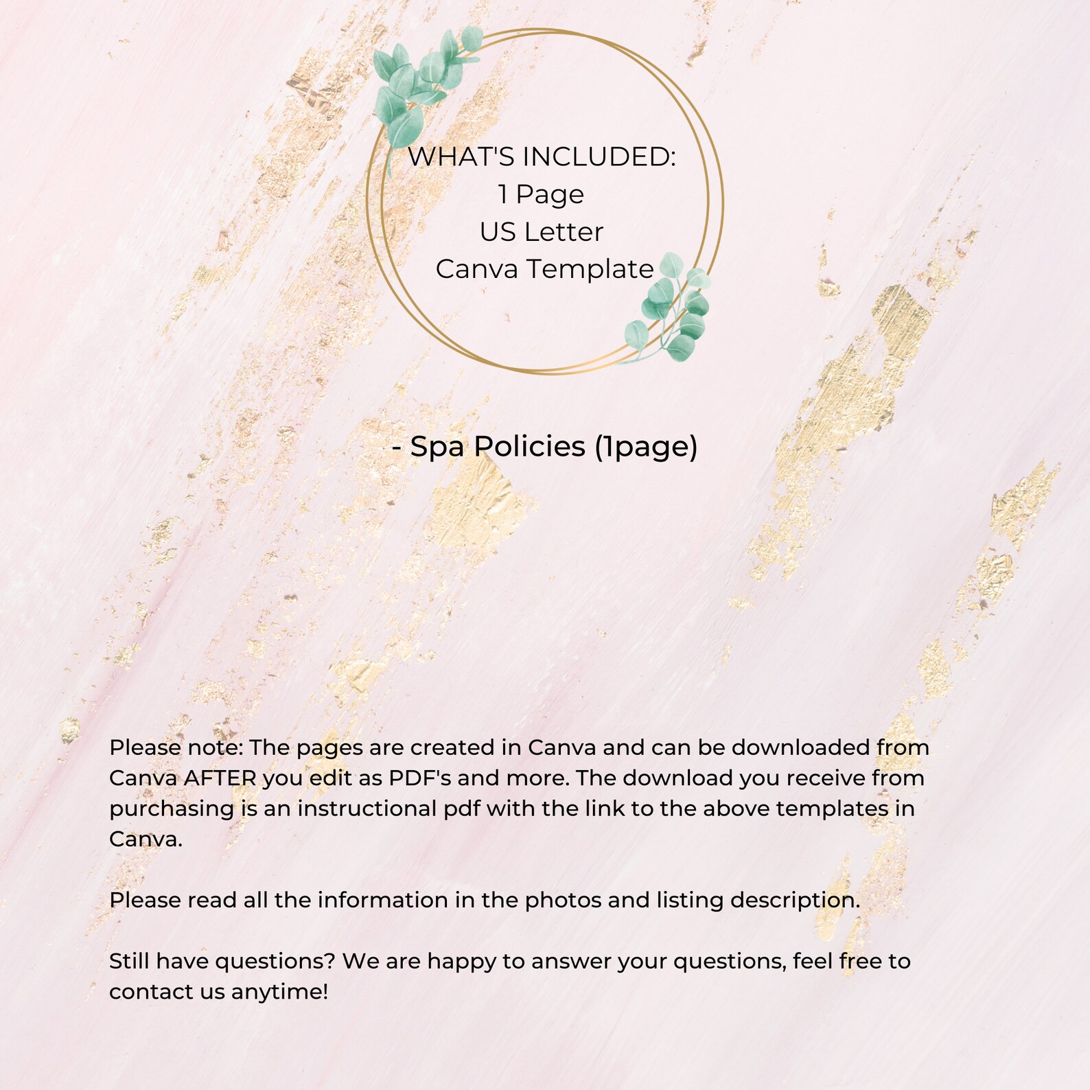 Spa Policies Form I DIY Editable Printable Canva Template I Etsy