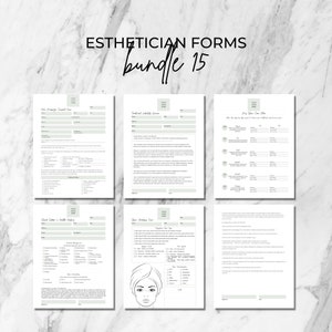 Esthetician Forms, 6 page pack, Client Health History, Skin Analysis, Facial Massage Consent, Treatment Waiver, Skin Care Plan, DIY Editable