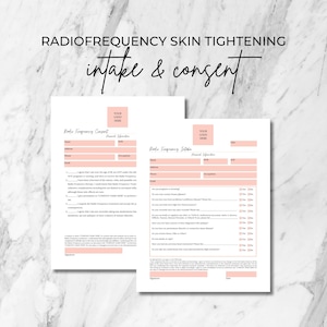 Radio Frequency Intake & Consent Form I DIY Editable Canva Template I RF Skin Tightening I Body Contouring Sculpting I Pink White I RF001T