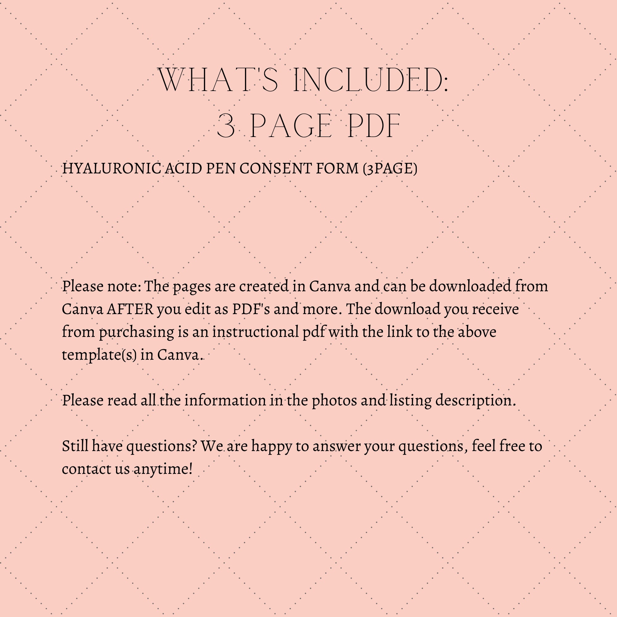 Hyaluronic Acid Pen Consent Form I 3 Page DIY Editable Canva Etsy