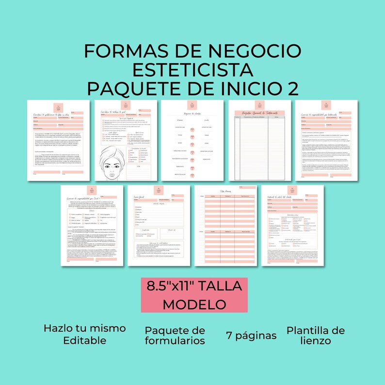 Esthetician Business Forms Starter Pack 2 in Spanish Client Etsy