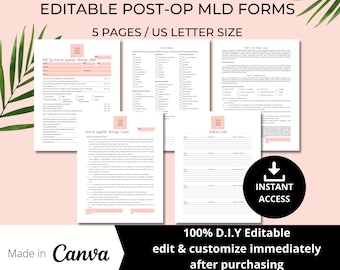 Editable Post-Op MLD Massage Intake Form, Health Screening Template (Canva Template)