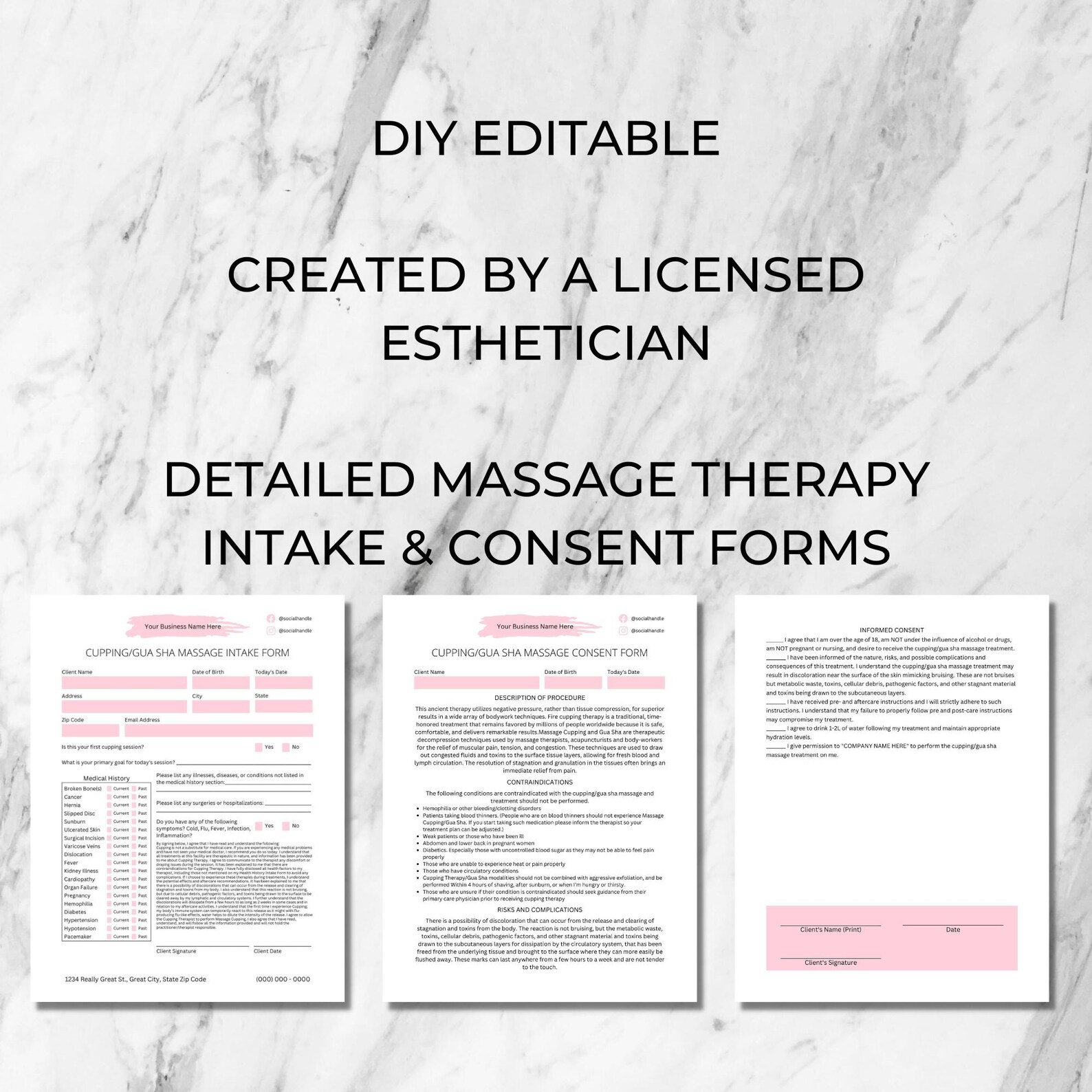 Cupping & Gua Sha Therapy Forms | Editable Intake, Consent (digital ...