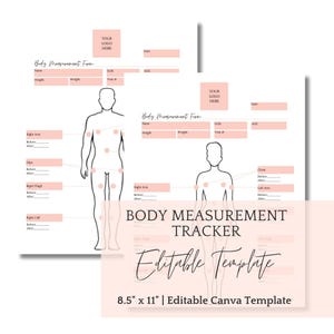 Editable Body Measurement Template, Body Measurement Tracker, Fitness Result Tracking, Body Sculpting Contouring, Male Female Body Charts