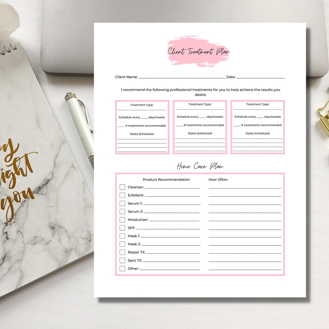 Client Treatment Plan I 1 Page I DIY Editable Canva Template I - Etsy