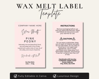 Editable Wax Melt Label Template, DIY Clamshell Packaging Label Design, Canva Template, Customizable Branding, Printable Product Label