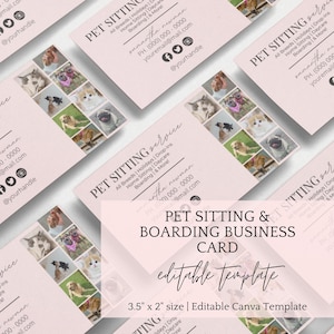 Pet Sitting Business Card Design, Editable Cat and Dog Boarding Business Card Template, Animal Sitting, Farm Sitting, Pet Care, Pet Boarding
