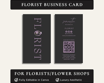 Redigerbar visitkortsmall för blomsteraffärer och florister (Canva-mall)