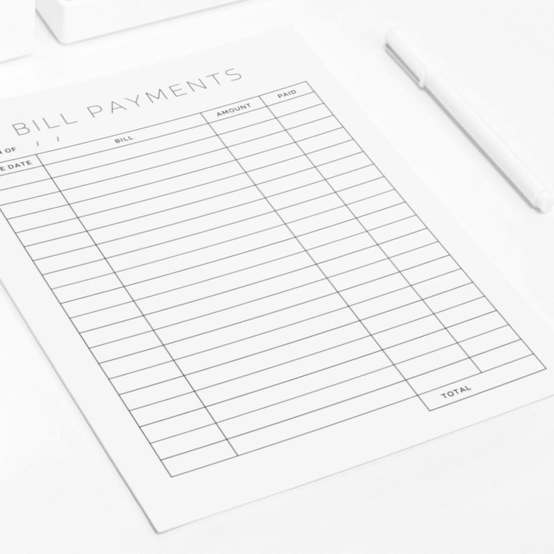 Bill Payment Printable Printable Bill Payment PDF Expense Etsy