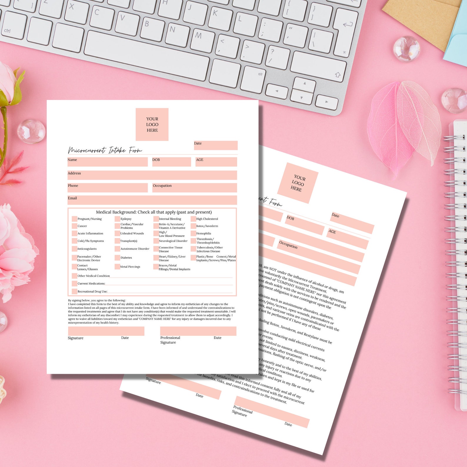 Editable Microcurrent Intake and Consent Form Template I Skin Etsy