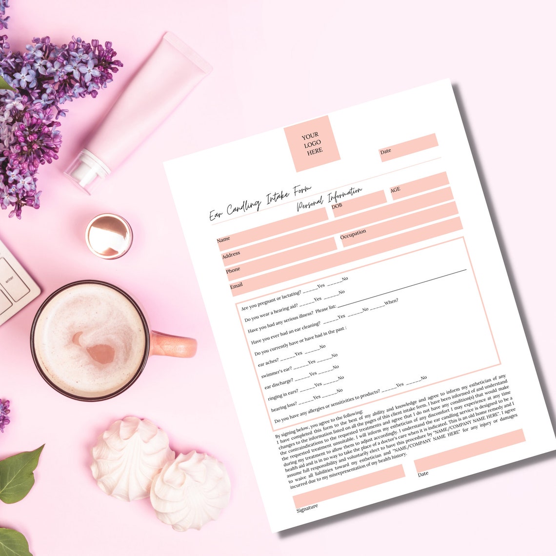 Editable Ear Candling Intake Form I Consent Waiver Template I Etsy