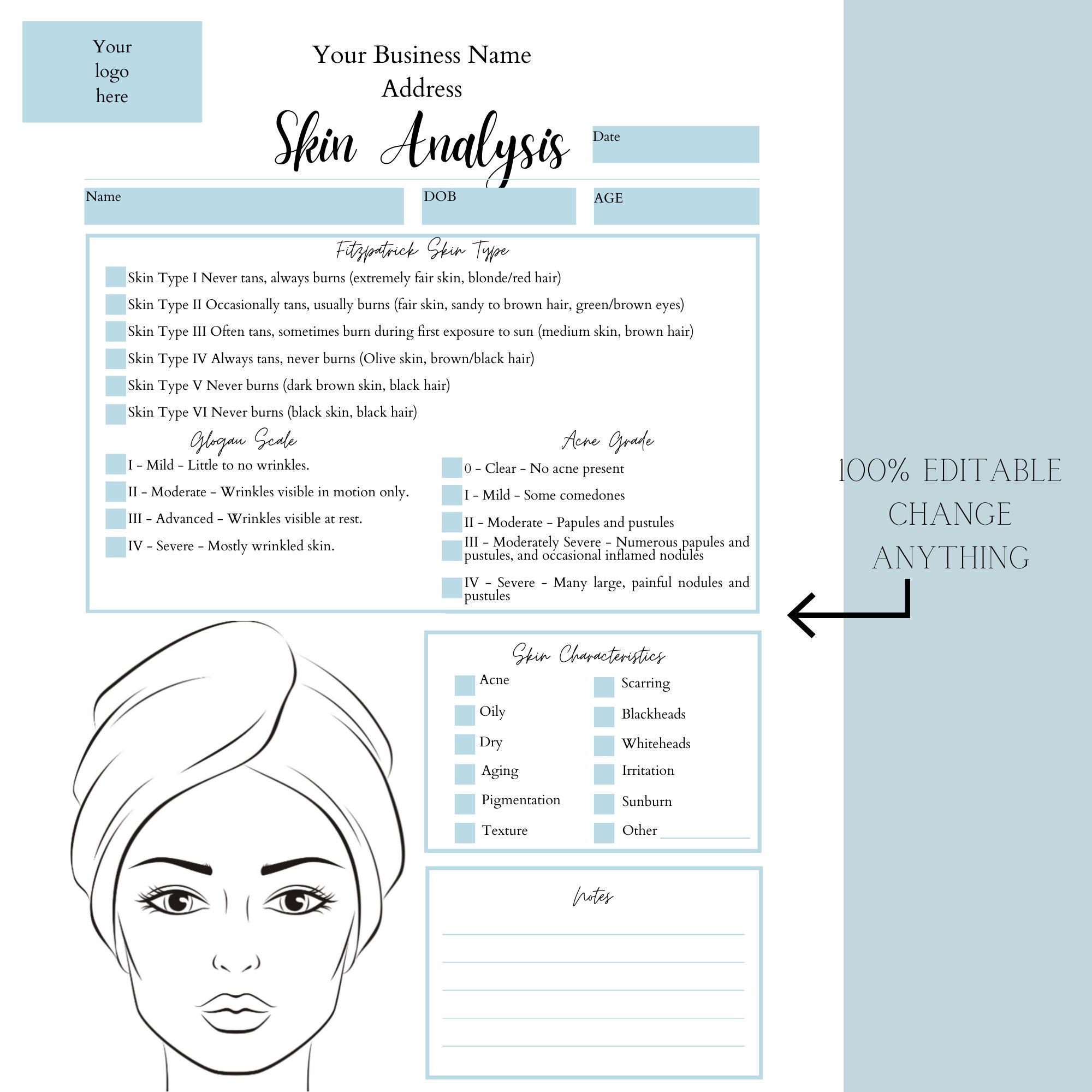 Editable And Printable Skin Analysis Form Template For Estheticians The Best Porn Website