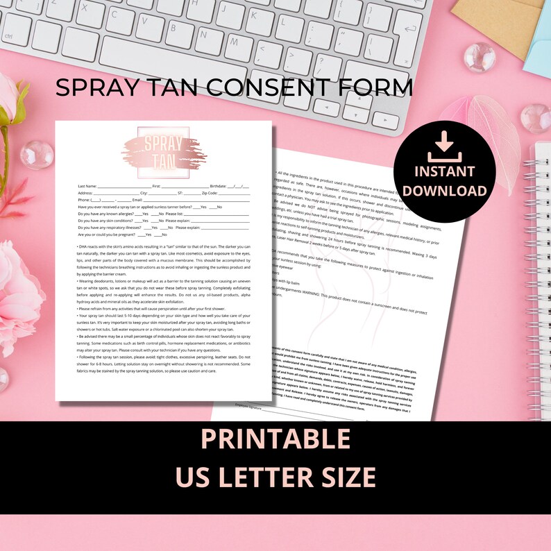 Spray Tan Consent Form Waiver Esthetician Cosmetologist Etsy