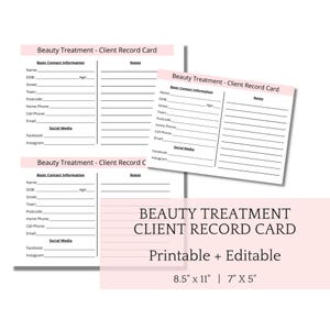 Cartão de registro de cliente de esteticista Cartão de informações de contato do cliente de profissionais de beleza Cartão de tratamento de impressão e corte de spa Anotações de tratamento de beleza