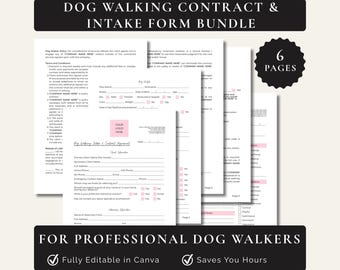 Professional Dog Walking Contract & Intake Form Bundle with Report Card