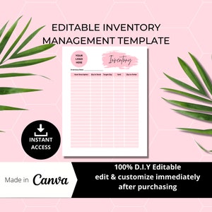 Editable Inventory Management Form I Inventory Tracker PDF I Product Inventory I Small Business Inventory Sheet I Inventory List I Printable