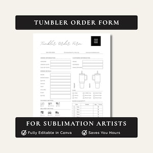 Editable Tumbler Order Form: Canva Template for Sublimation Artists