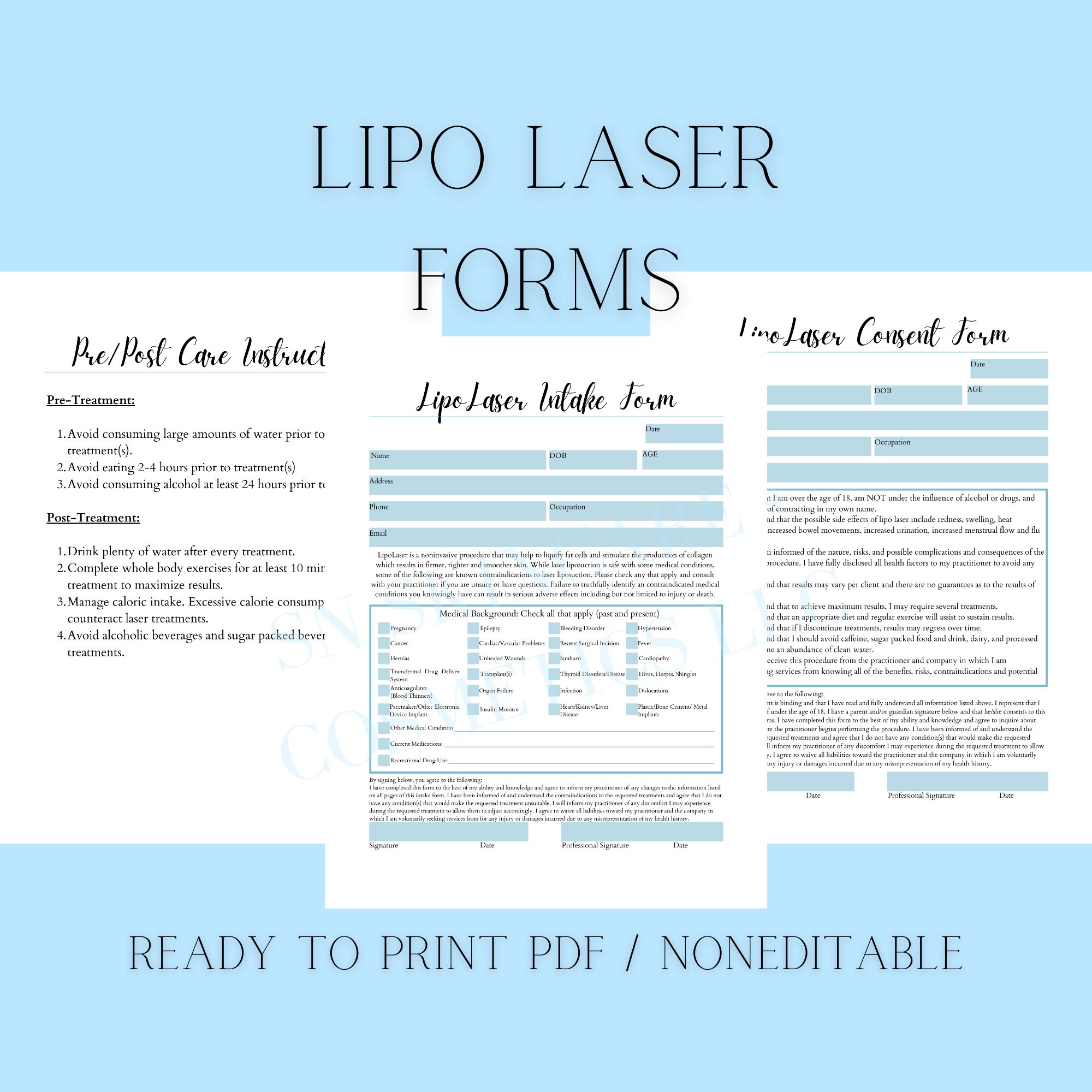 Ready To Print Lipo Laser Form Pack with Client Intake and | Etsy
