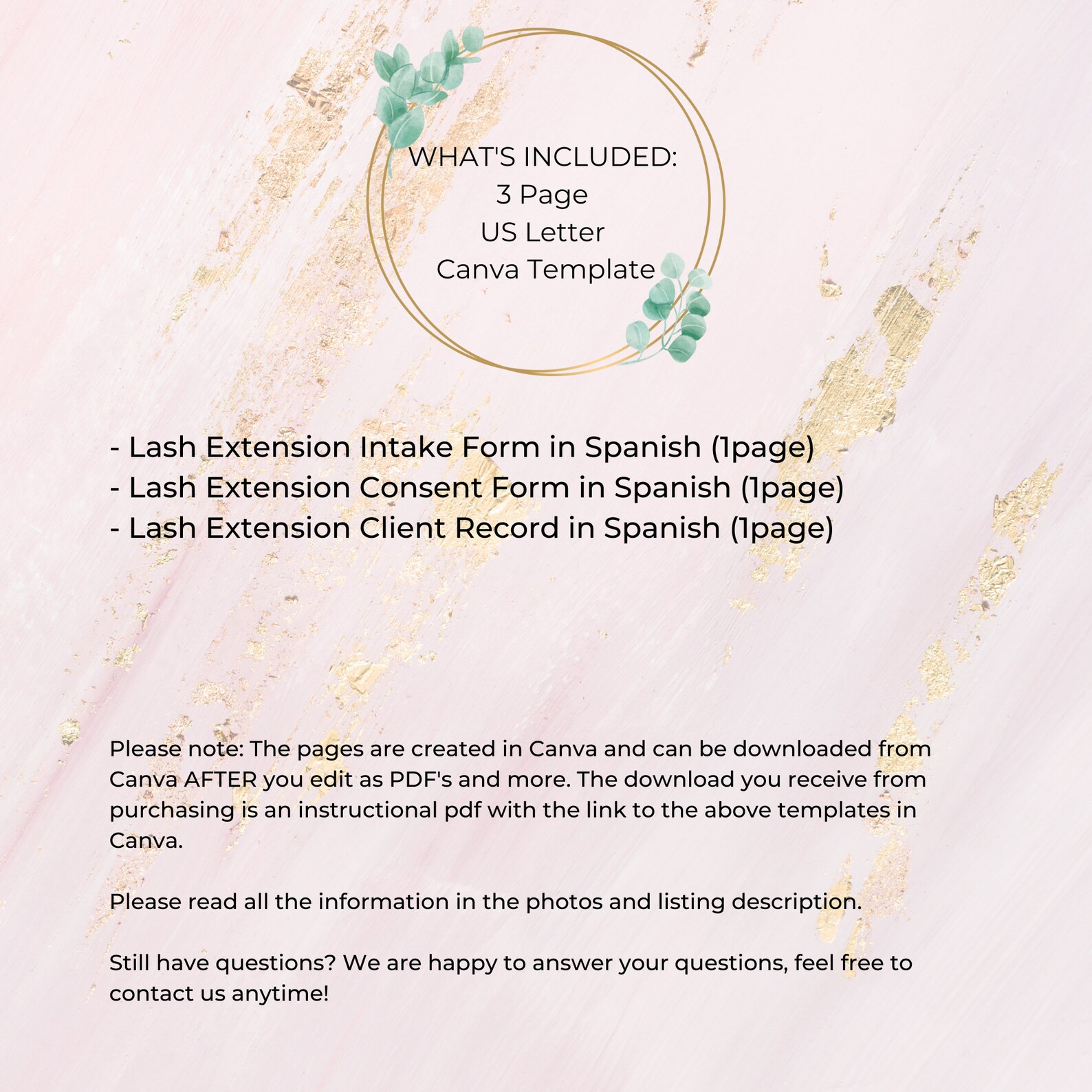 Spanish Editable Eyelash Extension Forms I Lash Intake Form I Etsy