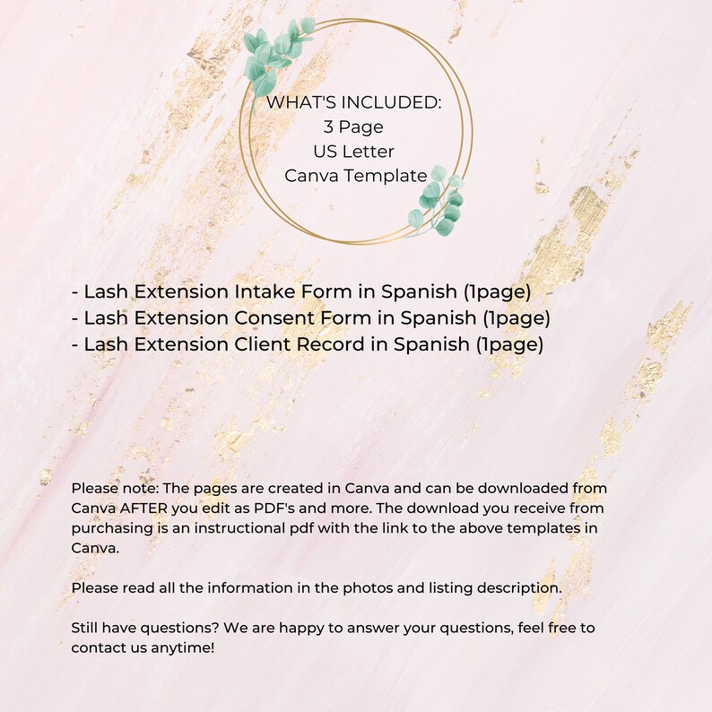 Spanish Editable Eyelash Extension Forms I Lash Intake Form I Etsy