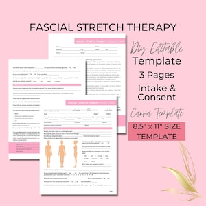 Fascial Stretch Therapy Intake and Consent Form, Body Diagram, Canva Template, Fascial Stretch Therapy Form, FST Intake & Consent, Massage