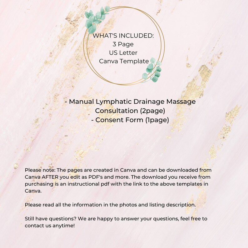 MLD Manual Lymphatic Drainage Massage Intake Form I DIY Etsy