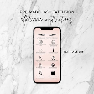 Instructies voor nazorg voor digitale wimperverlenging | Tekst-naar-client | Nazorg wimperverlenging | Wimperverzorging | Digitale download | Wimperstudio