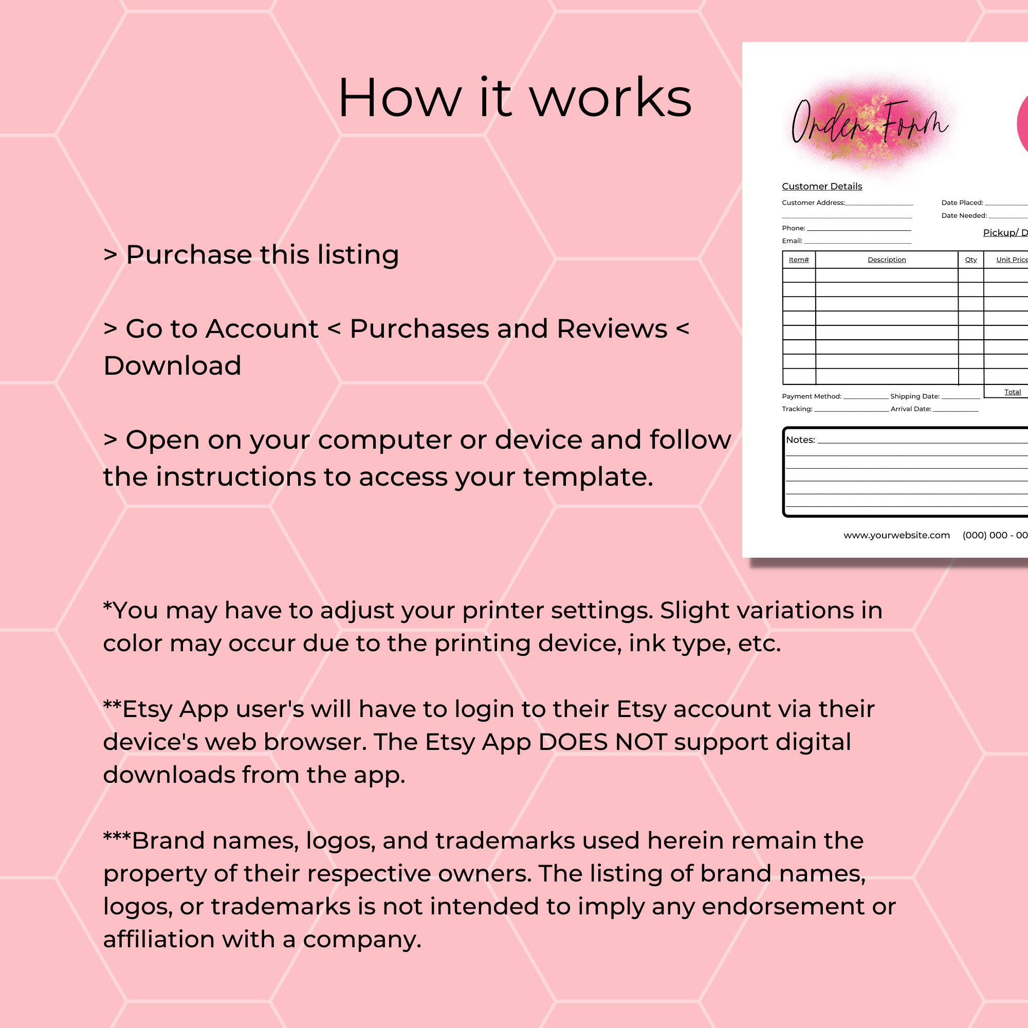 Free Printable Custom Order Form Template