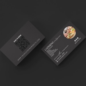 Caterer-Service-Visitenkarten-Design, bearbeitbare Caterer-Vorlage, Canva-Visitenkarte, Food-Service-marketing-Karte