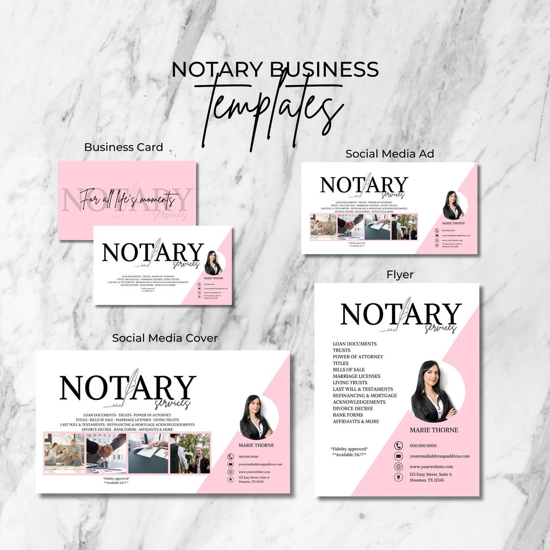 Notary Business Templates, Business Card Design, Social Media Ad ...