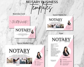 Notary Business Templates Notary Business Card Design Notary Social Media Ad Cover Photo Notary Public Service Flyer Mobile Notary Service