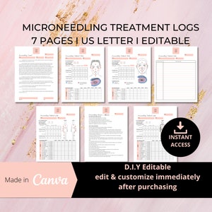 Microneedling Treatment Charts for Face & Body I Informed Consent I Skin Pen Needling I Microneedling Consent I Treatment Log I MN002T